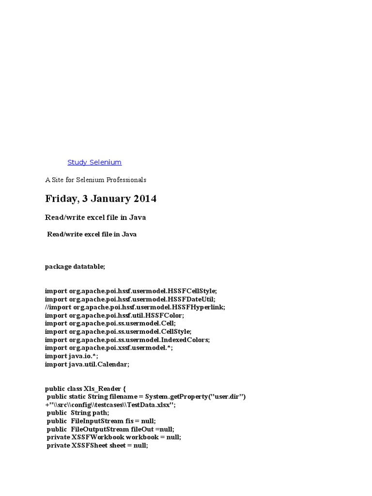 Reading Excel Values PDF Selenium (Software) Computing