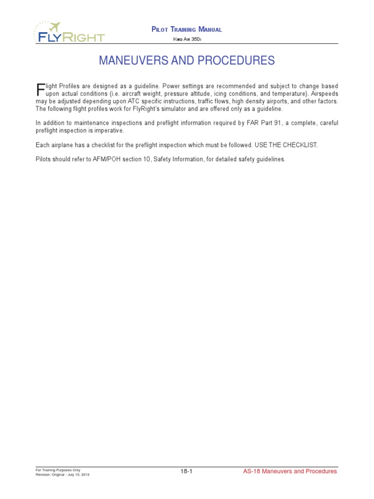 King Air 350i Maneuvers Procedures | PDF | Stall (Fluid Mechanics ...