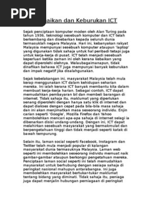 Kebaikan Dan Keburukan Ict