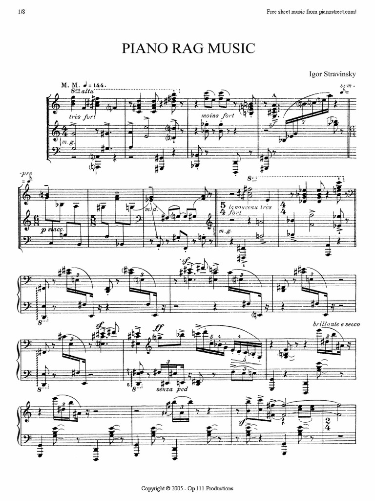 Stravinsky Piano Ragtime | PDF