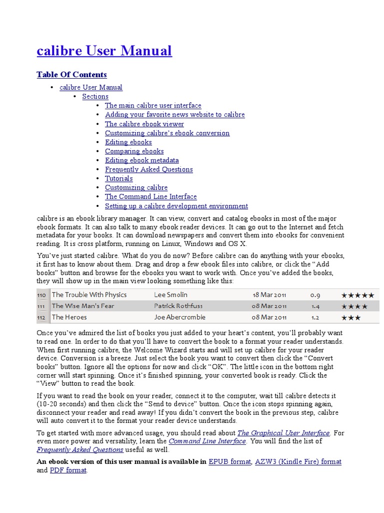 CALIBRE USER MANUAL CALIBRE 9 2 1 DOCUMENTATION intelligence overview