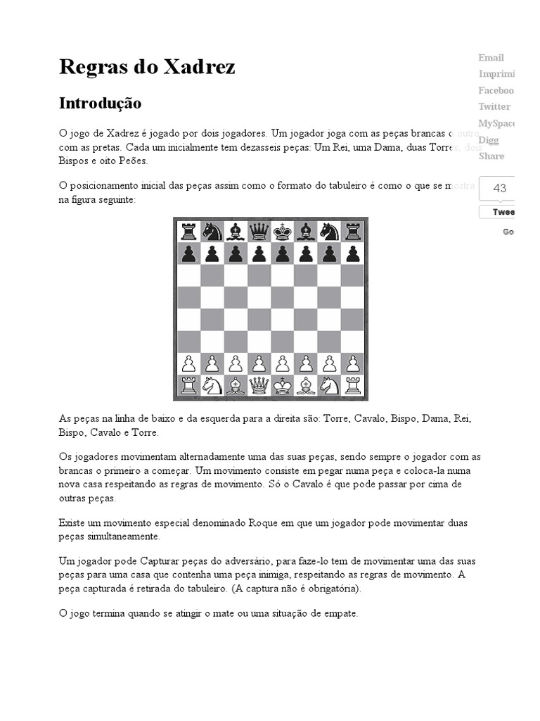 Regras Do Xadrez | PDF | Jogos de tabuleiro | Jogos tradicionais