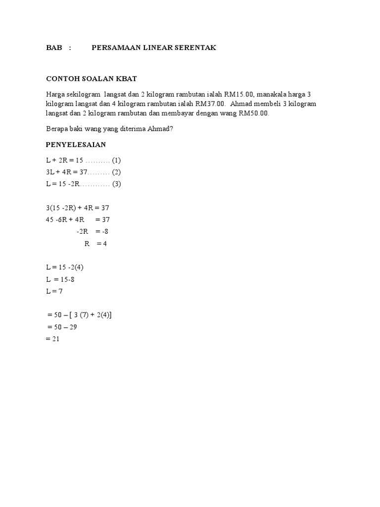 Contoh Soalan Kbat Matematik Spm Pdf