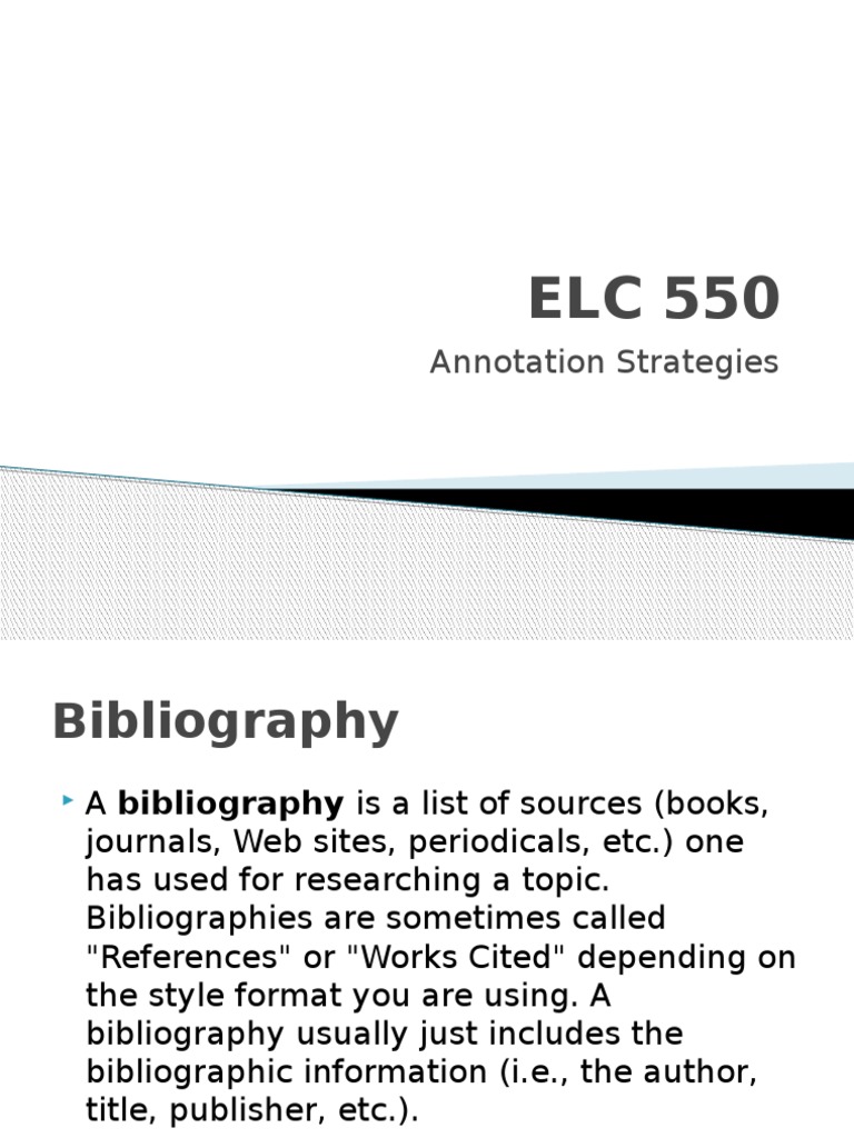 AnnotationELC 550 Bibliography Citation Free 30day