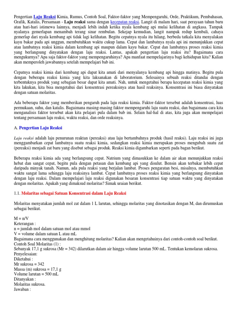 Contoh Soal Dan Jawaban Laju Reaksi Bagikan Contoh