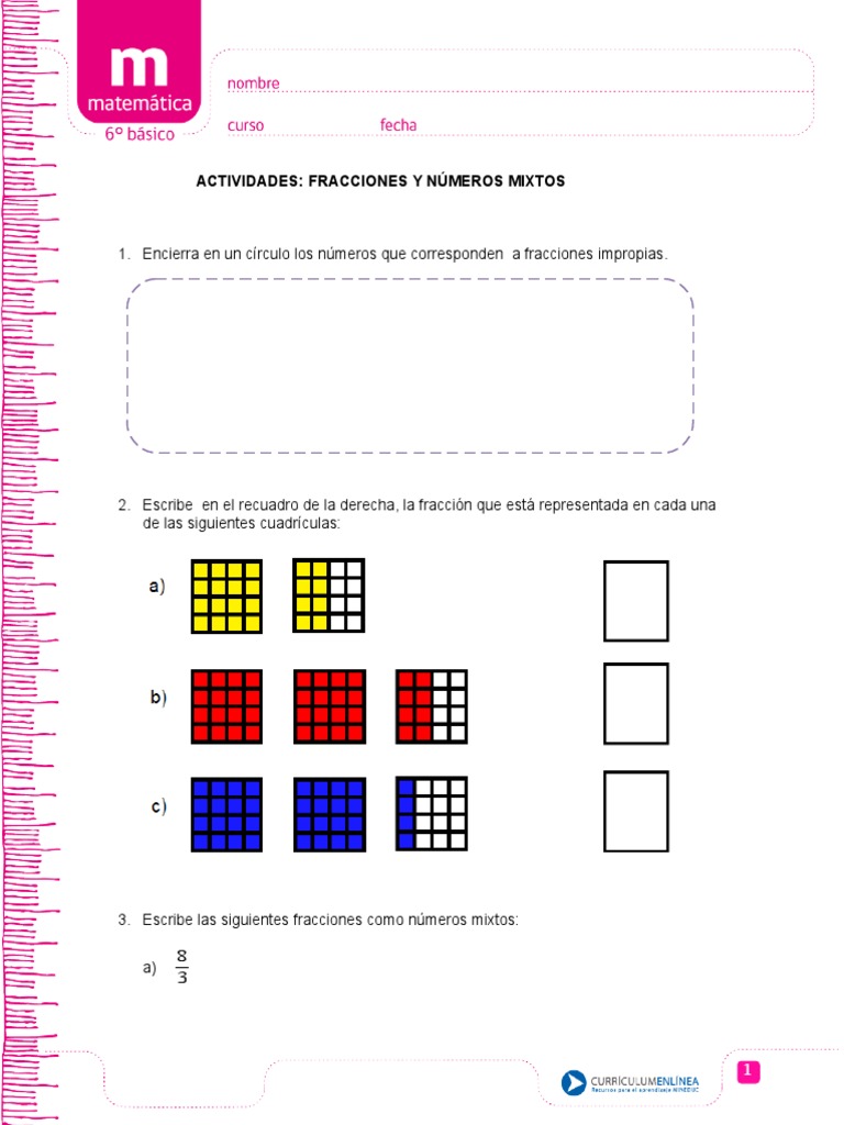 Fracciones quinto básico