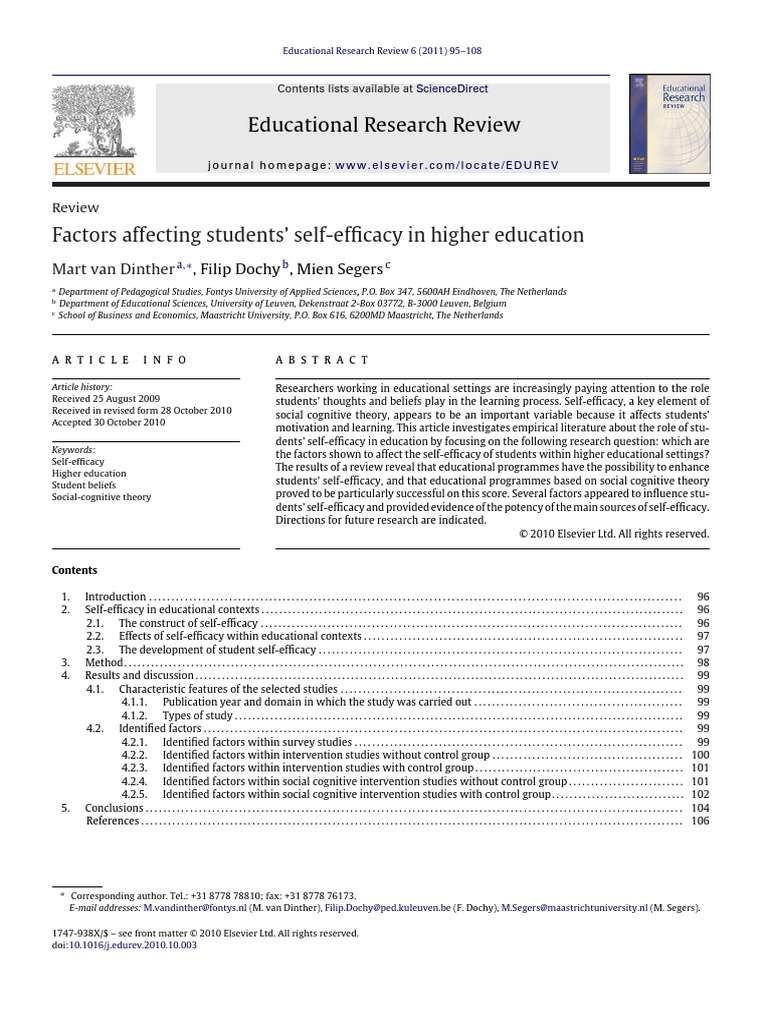 Factors Affecting Students Selfefficacy in Higher Education | PDF ...