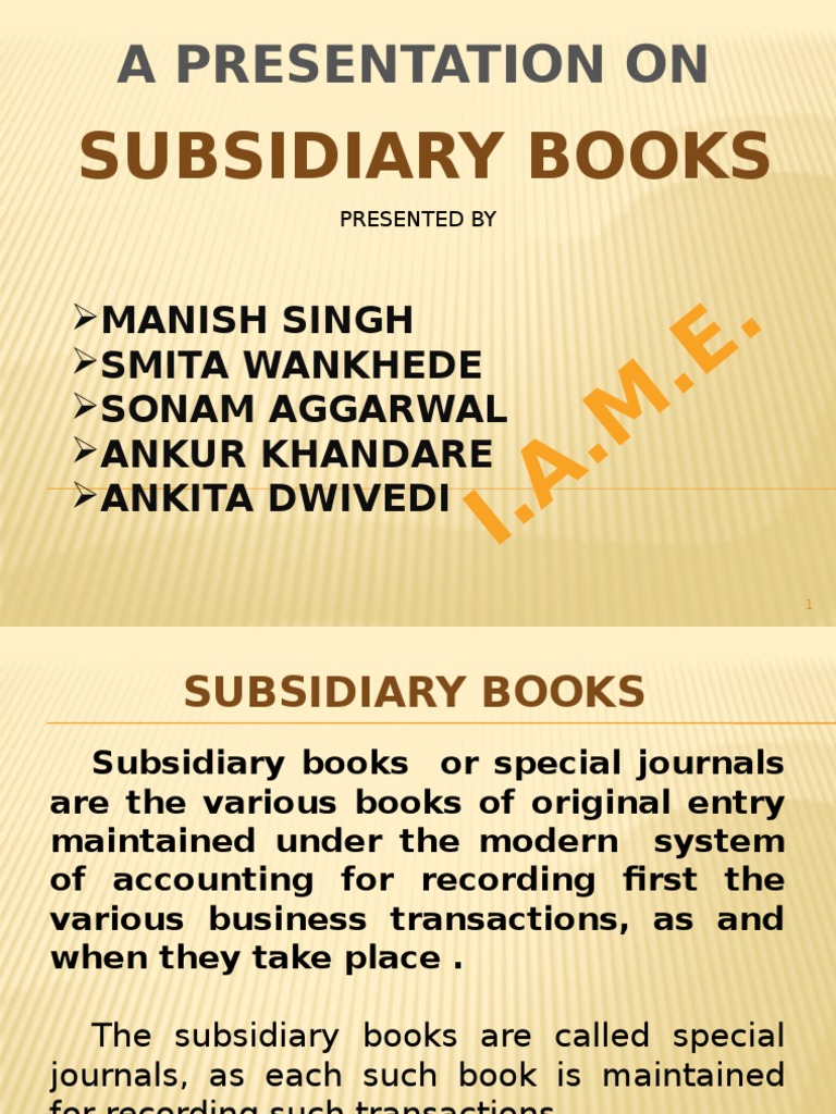 Overview of Subsidiary Books | PDF