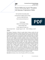 Analysis of Factors Influencing Agents' Perception Towards Life Insurance Corporation of India
