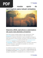 Agronegócio Brasileiro vai ajudar a Reduzir Emissões