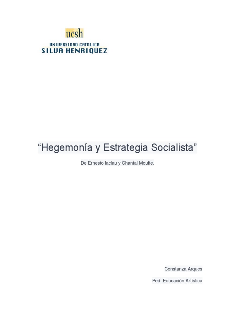 Hegemonía y Estrategia Socialista Mio PDF Democracia Ideologías