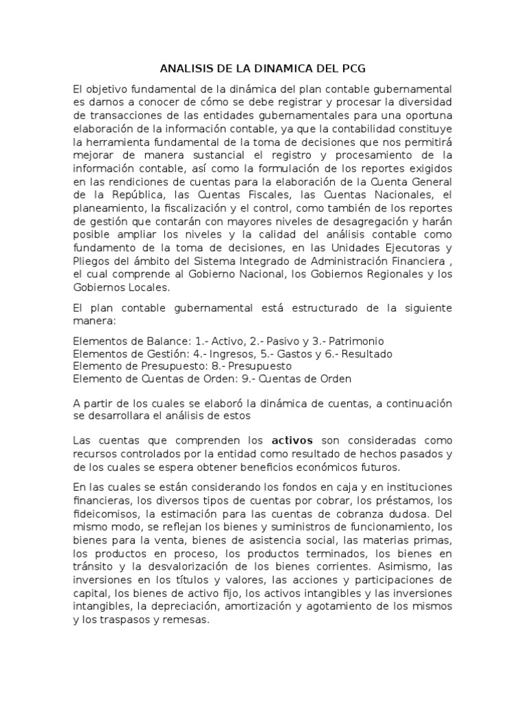 Analisis de La Dinamica Del PCG | PDF | Balance de pagos | Contabilidad