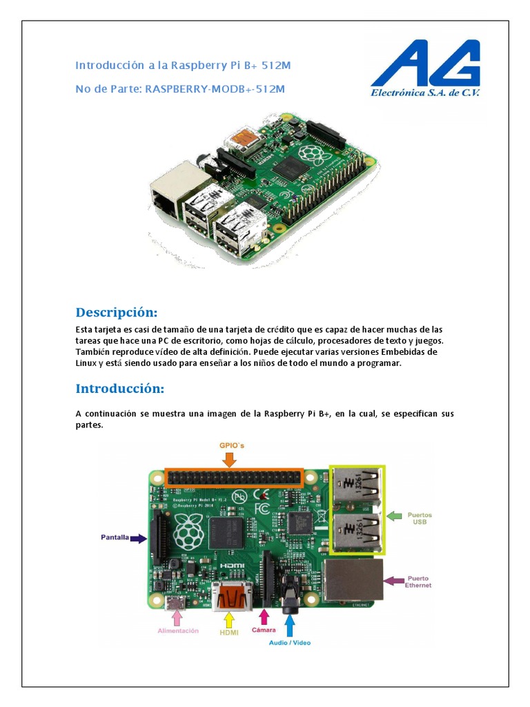 Guia de Introduccion A Raspberry Pi B+ | PDF | Raspberry Pi | Hdmi