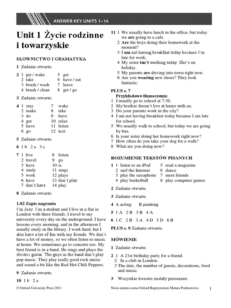 Express Publishing Matura Repetytorium Poziom Podstawowy Odpowiedzi