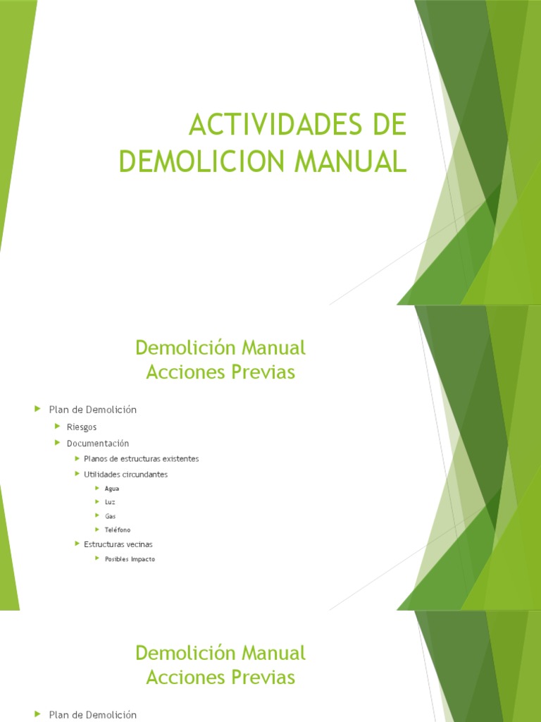 Manual de Demolición: Riesgos y Planificación | PDF | Demolición | Agua