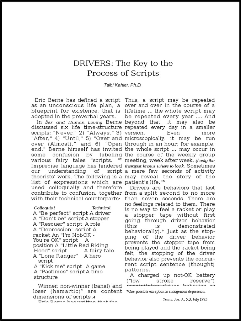 Drivers Psychotherapy Psychology & Cognitive Science