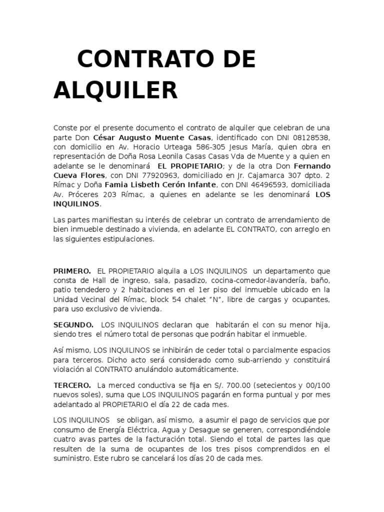 Contrato de Alquiler 1