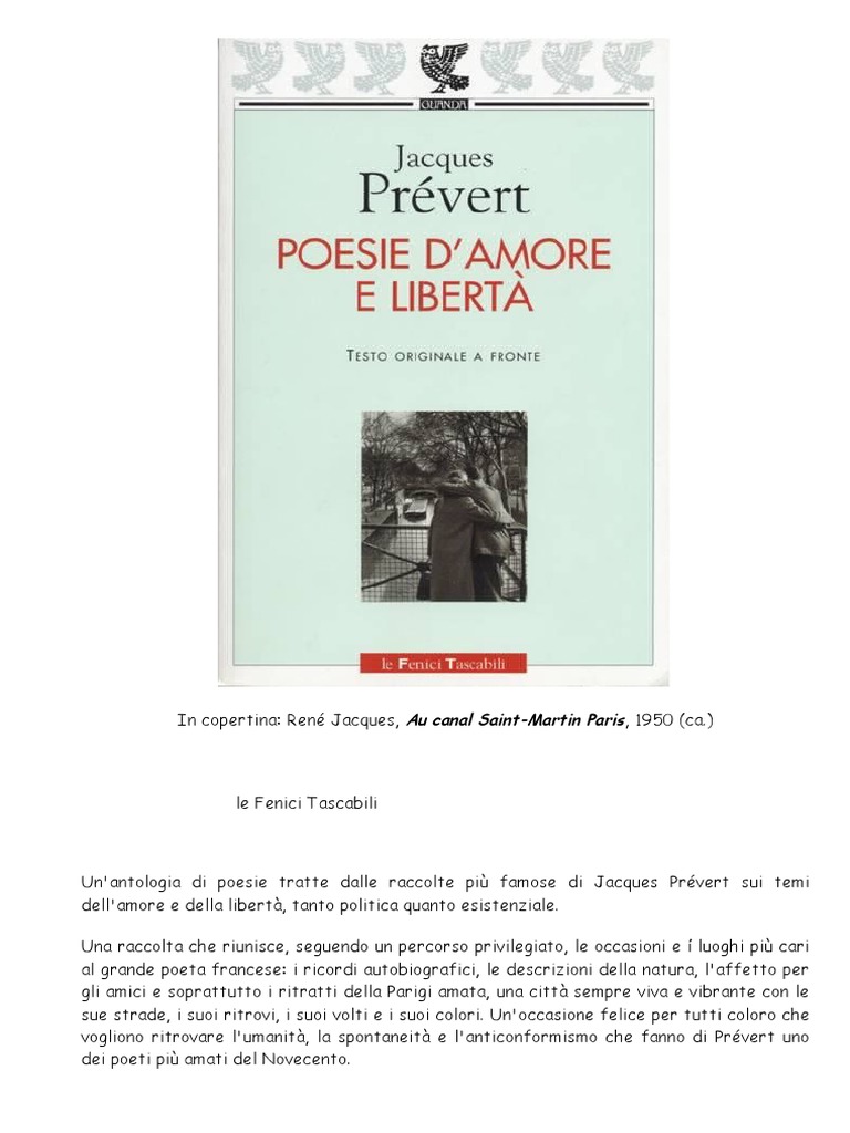 Jaques Prevert Poesie Damore E Liberta