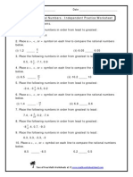 Ordering For Rational Numbers - Independent Practice Worksheet