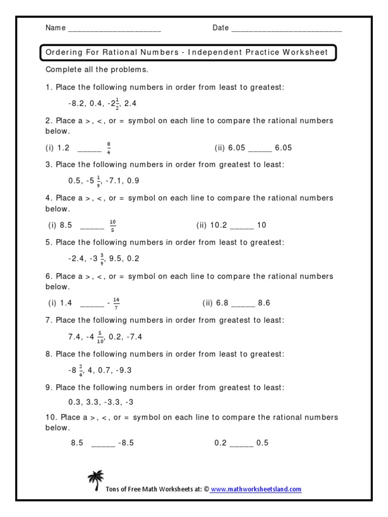 ordering-for-rational-numbers-independent-practice-worksheet
