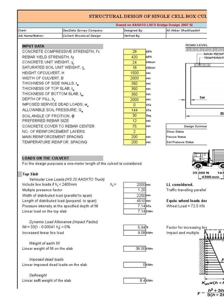 Design of Box Culvert | PDF | Structural Load | Pressure