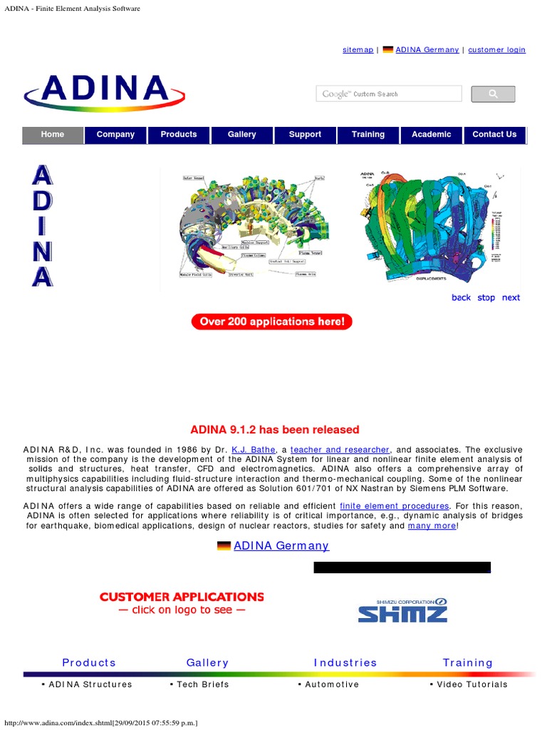 ADINA Finite Element Analysis Software | PDF