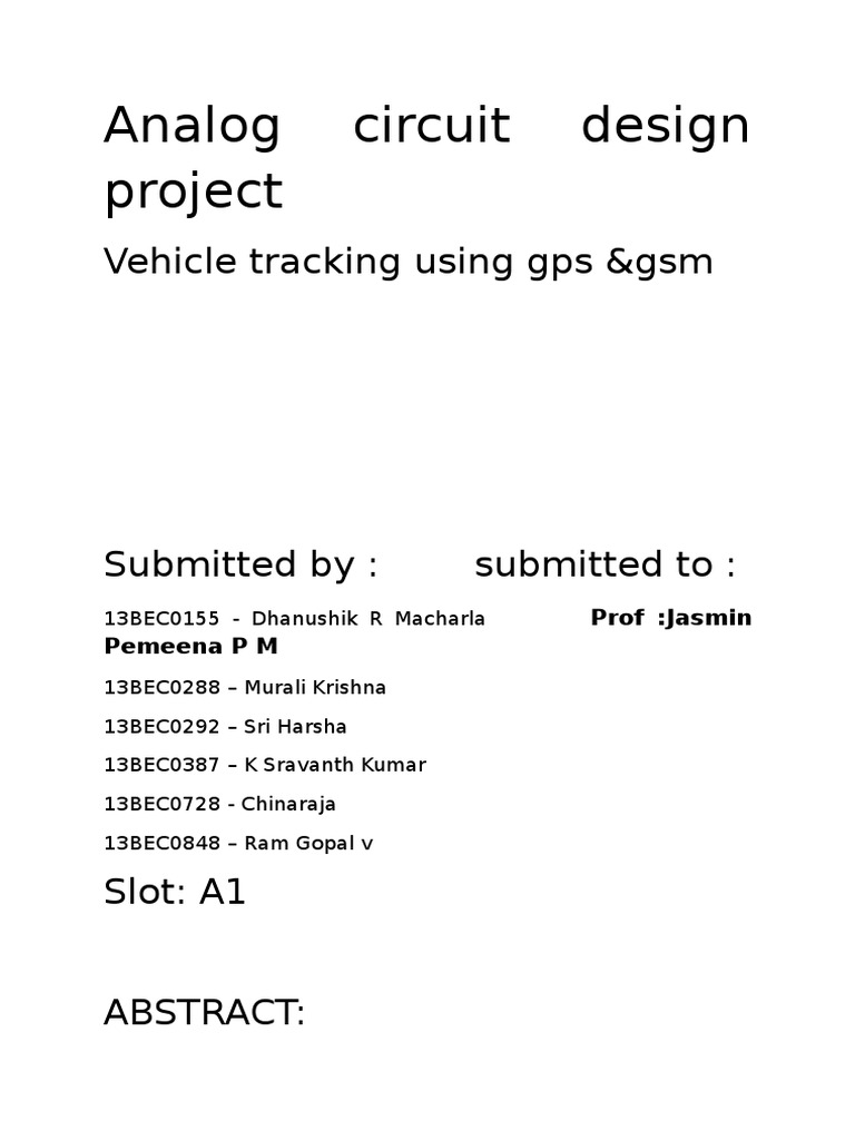 Vehicle Tracking System Using Gps & GSM Acd Project PDF