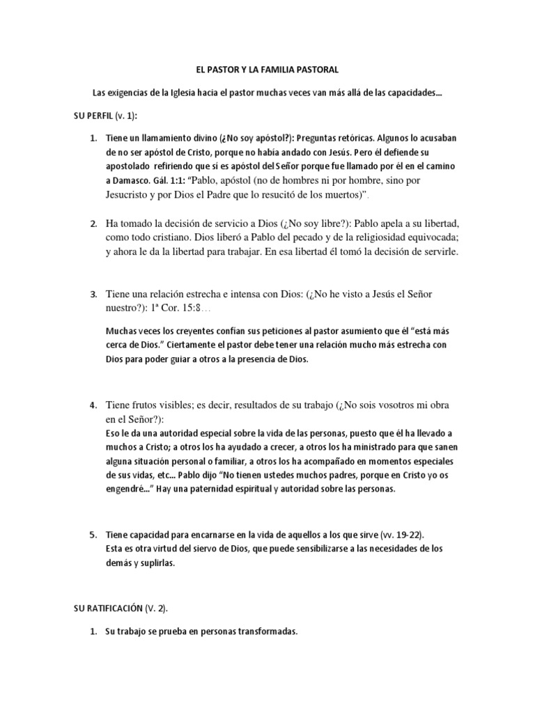 La Familia Pastoral en el Ministerio | PDF | Pablo el apóstol | Jesús
