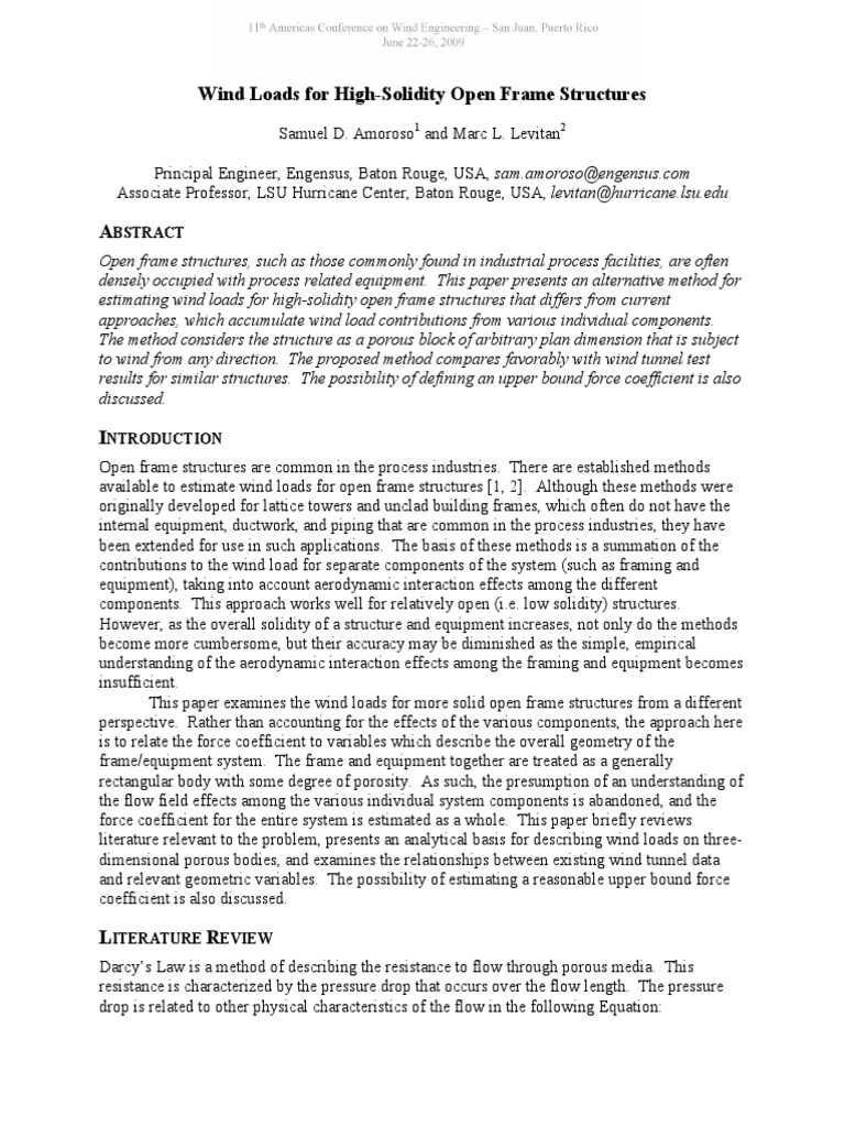 Wind Loads For High-Solidity Open Frame Structures | PDF