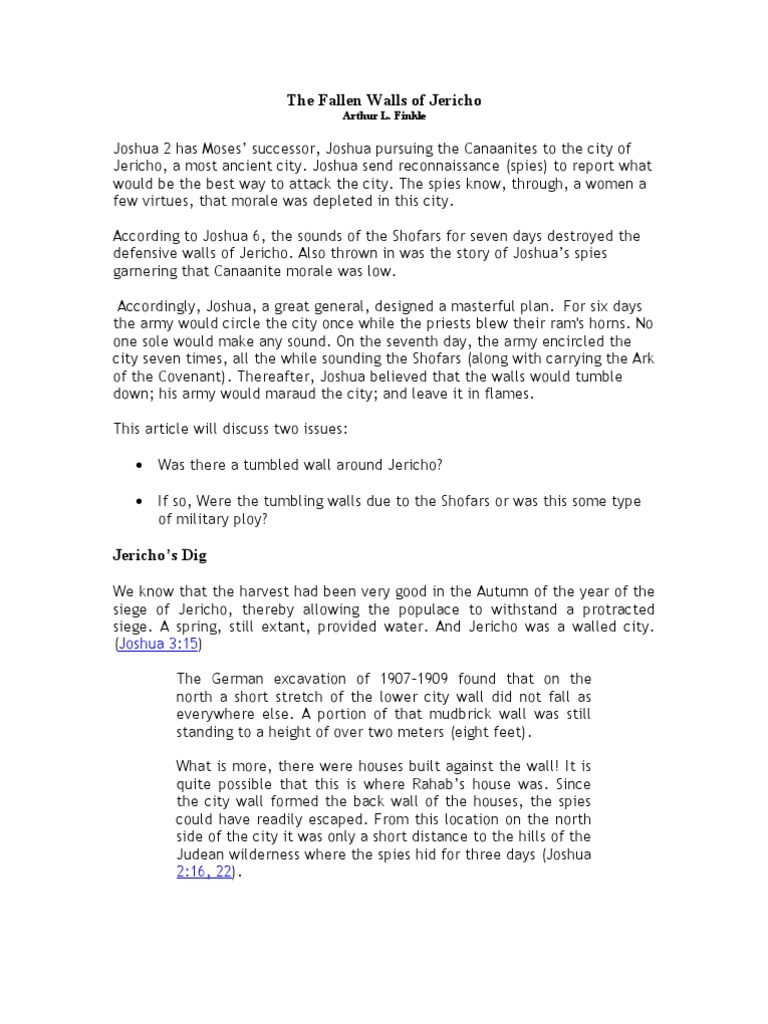 The Fallen Walls Of Jericho Pdf Joshua Bible