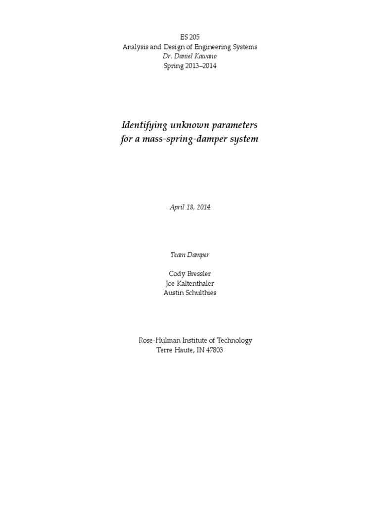 Identifying Parameters in Spring-Damper System | PDF | Kinetic Energy ...