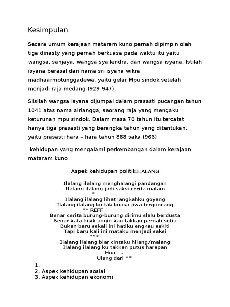 Kesimpulan Kerajaan Mataram