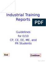 E10 CE CP ME PR Guidelines for Training Reports