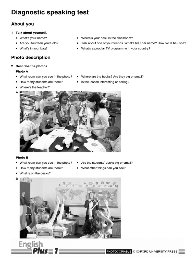 Speaking Diagnostic Test Overview | PDF