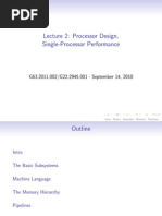 Lecture 2: Processor Design, Single-Processor Performance: G63.2011.002/G22.2945.001 September 14, 2010