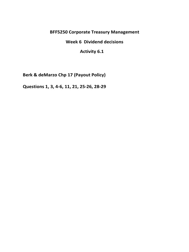 Corporate Treasury Insights | PDF | Share Repurchase | Dividend