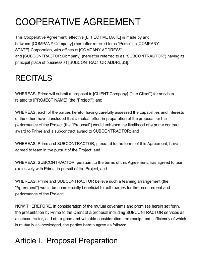Cooperative Agreement Indemnity Copyright