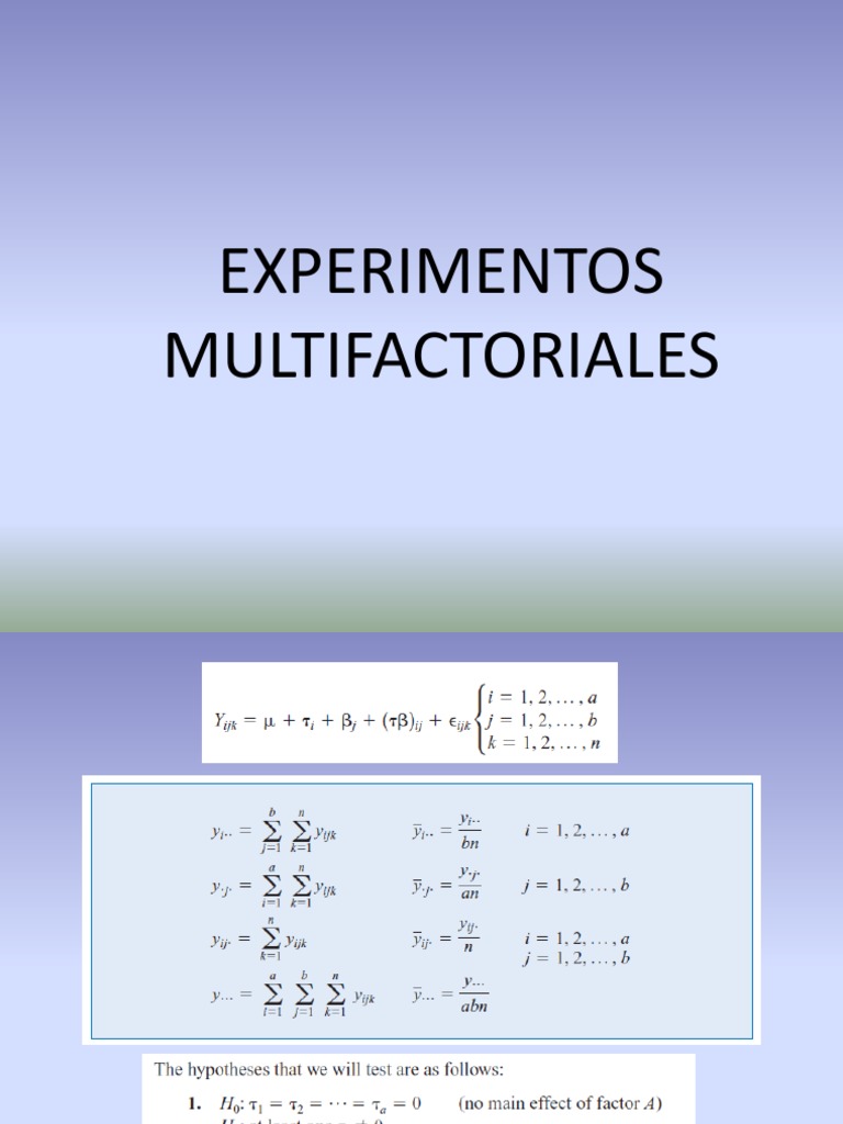 Análisis de Experimentos Multifactoriales | PDF | Enseñanza de ...