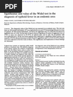 Significance and value of the Widal test in the diagnosis of typhoid fever in an endemic area
