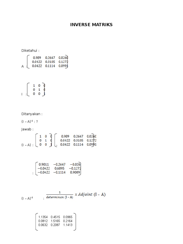 Inverse Matrix Calculation Guide | PDF