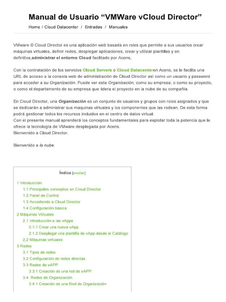 Manual de Usuario Vmware Vcloud Director | PDF