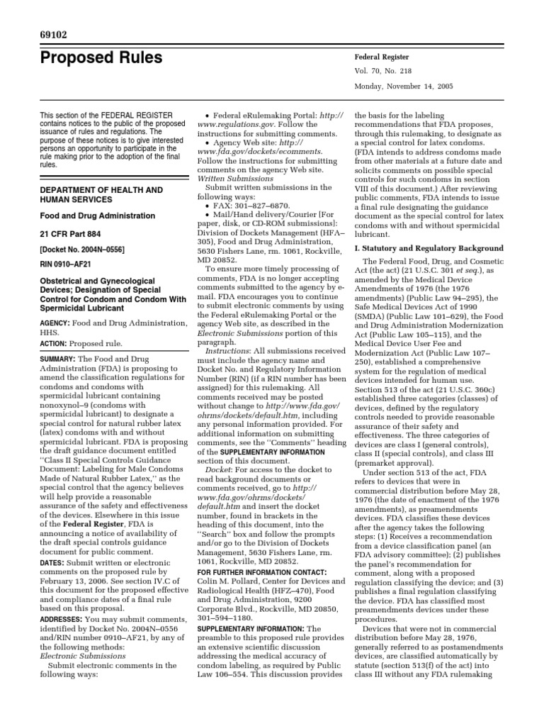 Proposed Rule: Medical Devices: Obstetrical and Gynecological Devices ...