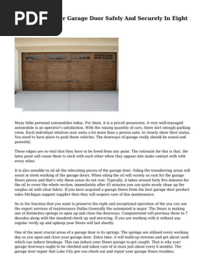 Maintaining Your Garage Door Safely And Securely In Eight Methods