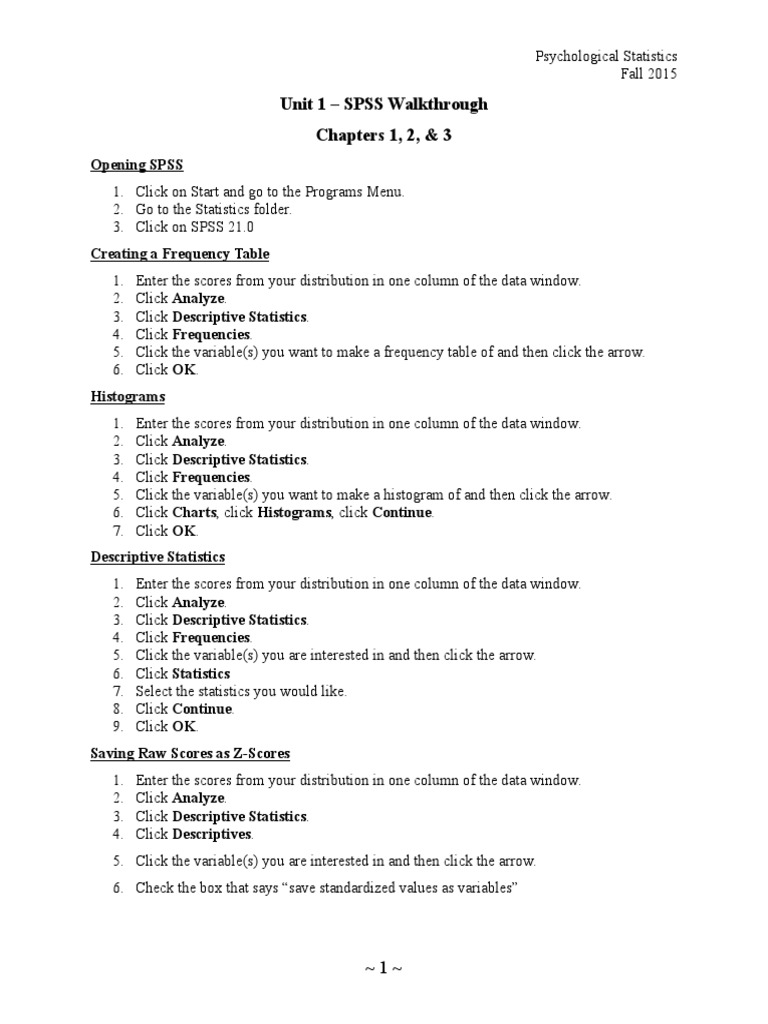 Unit 1 SPSS Walkthrough | PDF