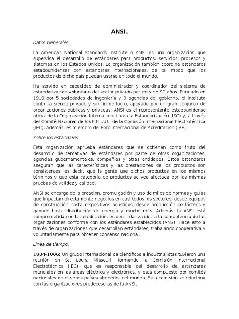 Ansi Iec (Historia) | PDF | Comisión Electrotécnica Internacional ...
