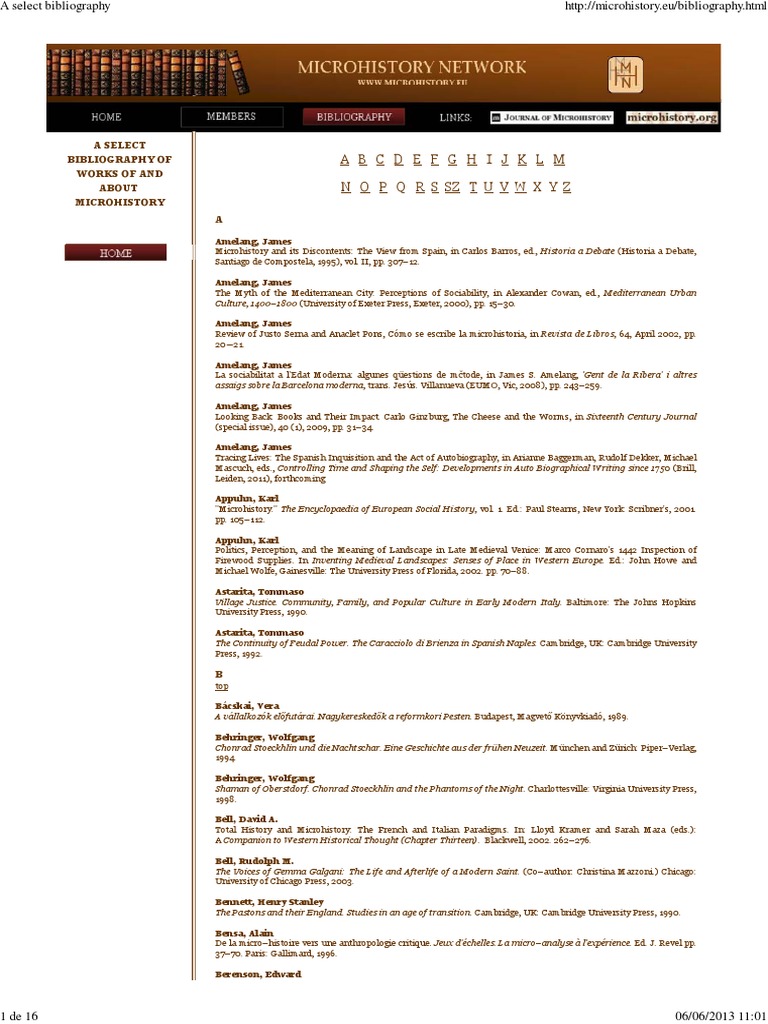 Select Bibliography on Microhistory | PDF | Politics | Social Science
