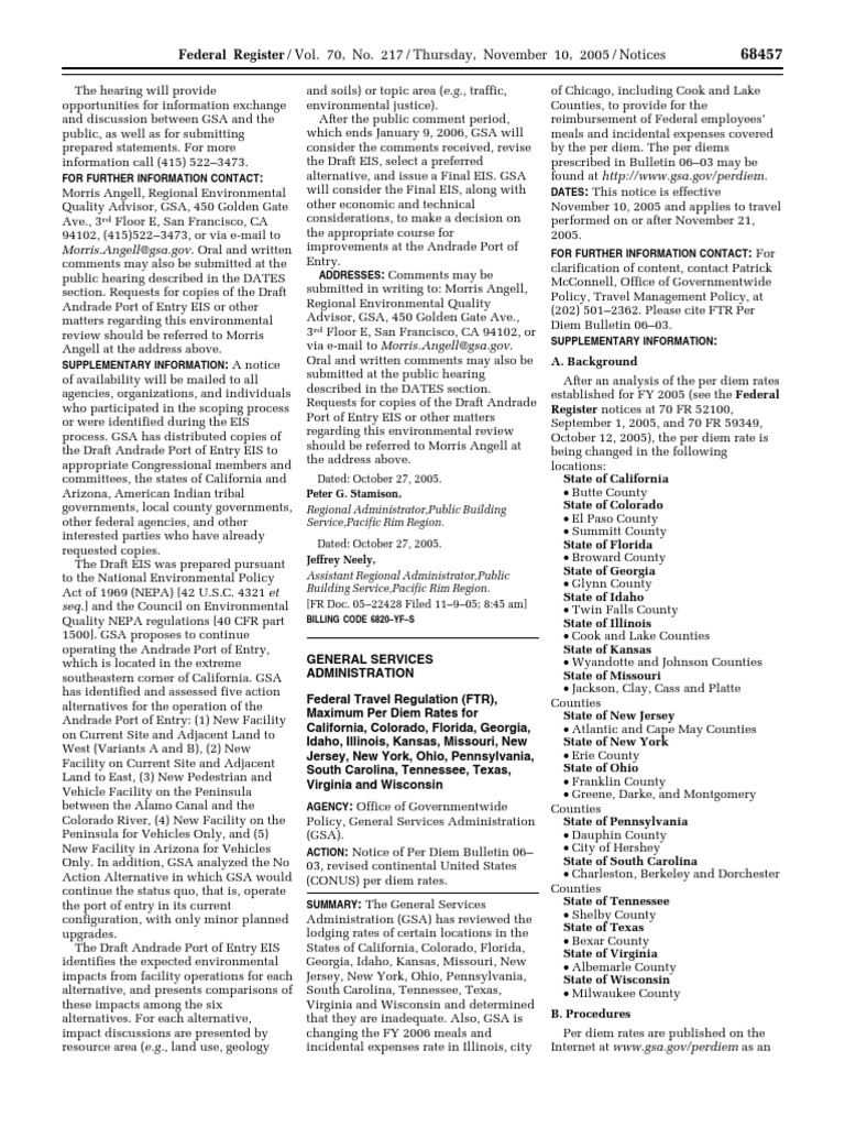 GSA Per Diem Rates Update 2025 | PDF | General Services Administration ...