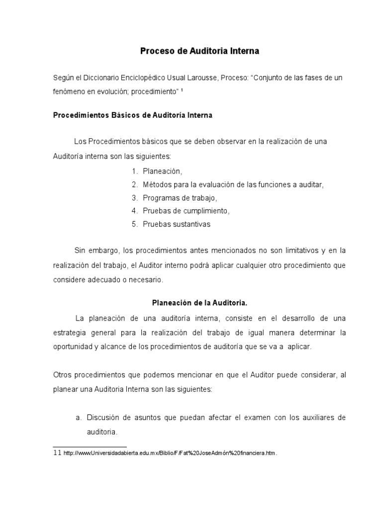 Proceso de Auditoria Interna | PDF | Auditoría | Contralor