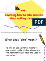 Learning How To Cite Sources When Writing A Report.: Classroom Only