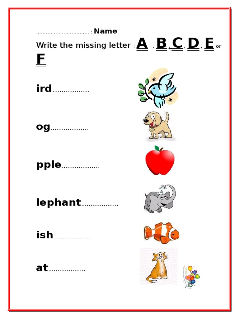Missing Letters Worksheet for Kids | PDF